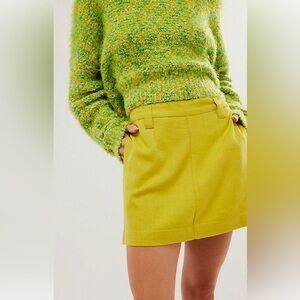 Free People Can't Blame Me Linen Blend Mini Skirt Size 10 Citronelle Preppy